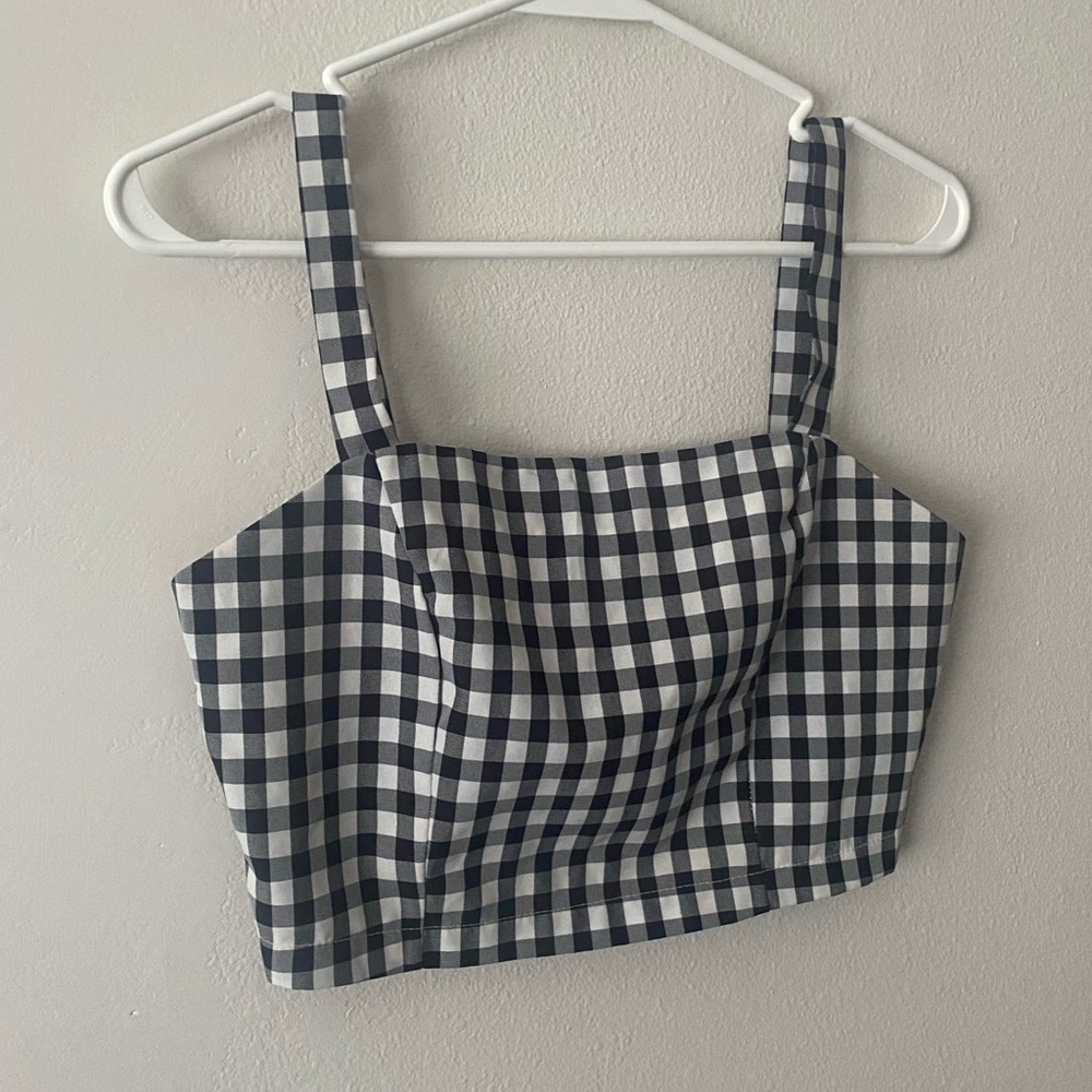 Gingham Crop Fitted Top